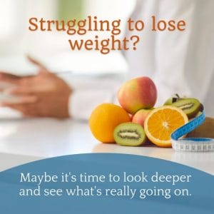picture showing someone struggling to lose weight, who needs a more holistic, functional medicine approach to weight loss from a naturopathic doctor